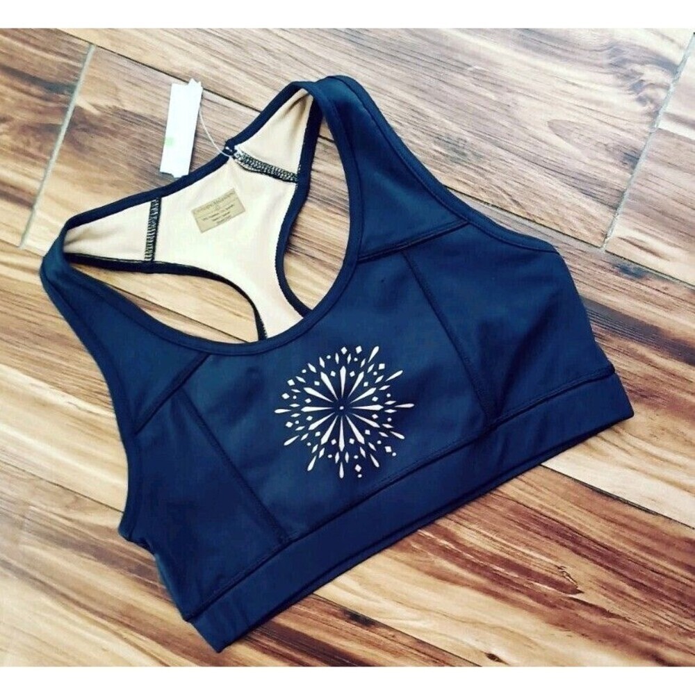 Catherine Malandrino Sports Bra Size Large Black Tan Racerback New
